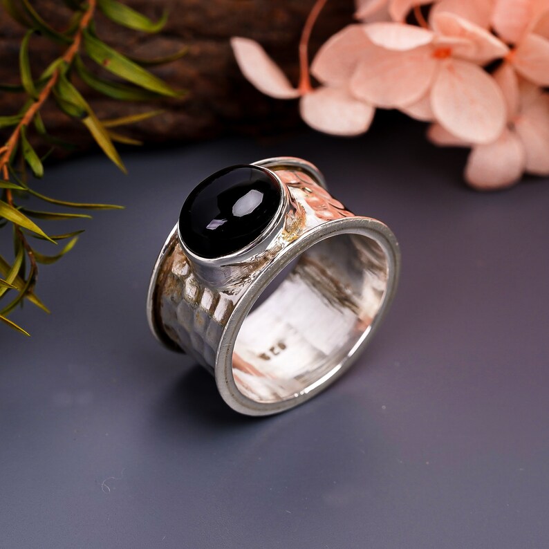 Black Onyx Gemstone Handmade Signet Ring