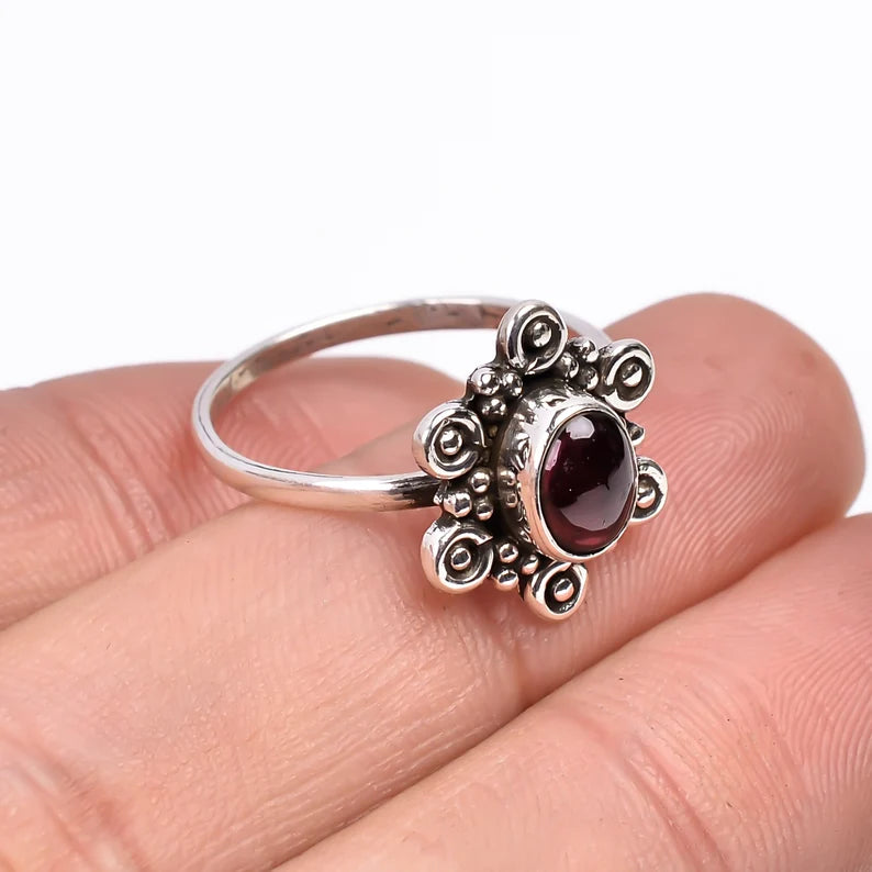 Garnet Gemstone Engagement Promise Handcrafted Birthstone Ring