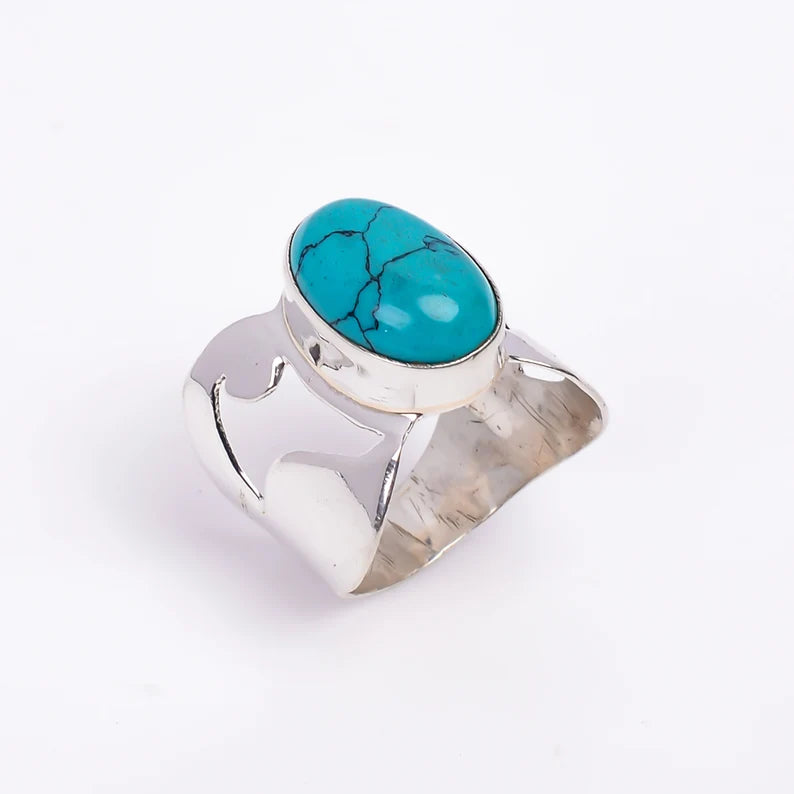 Turquoise Gemstone Promise Handcrafted Signet Ring
