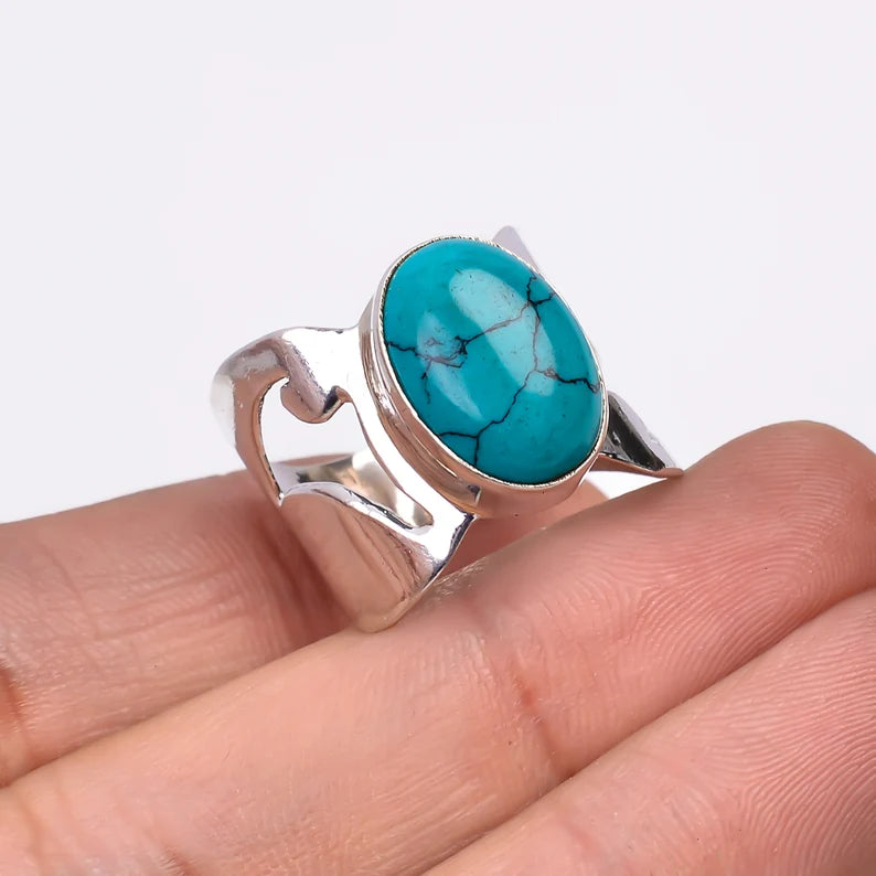 Turquoise Gemstone Promise Handcrafted Signet Ring