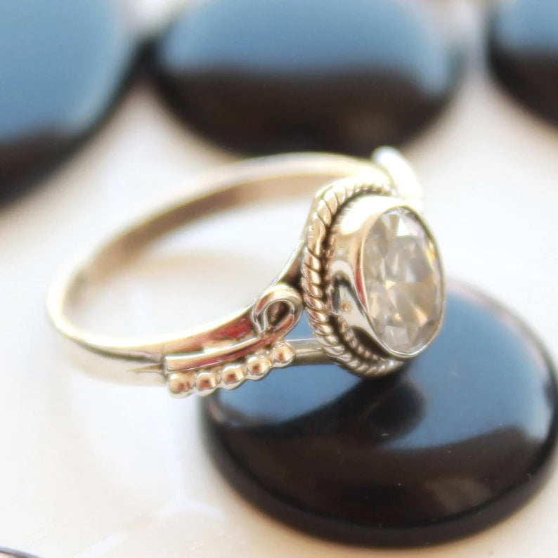 Cubic Zirconia Statement Handmade Promise Ring