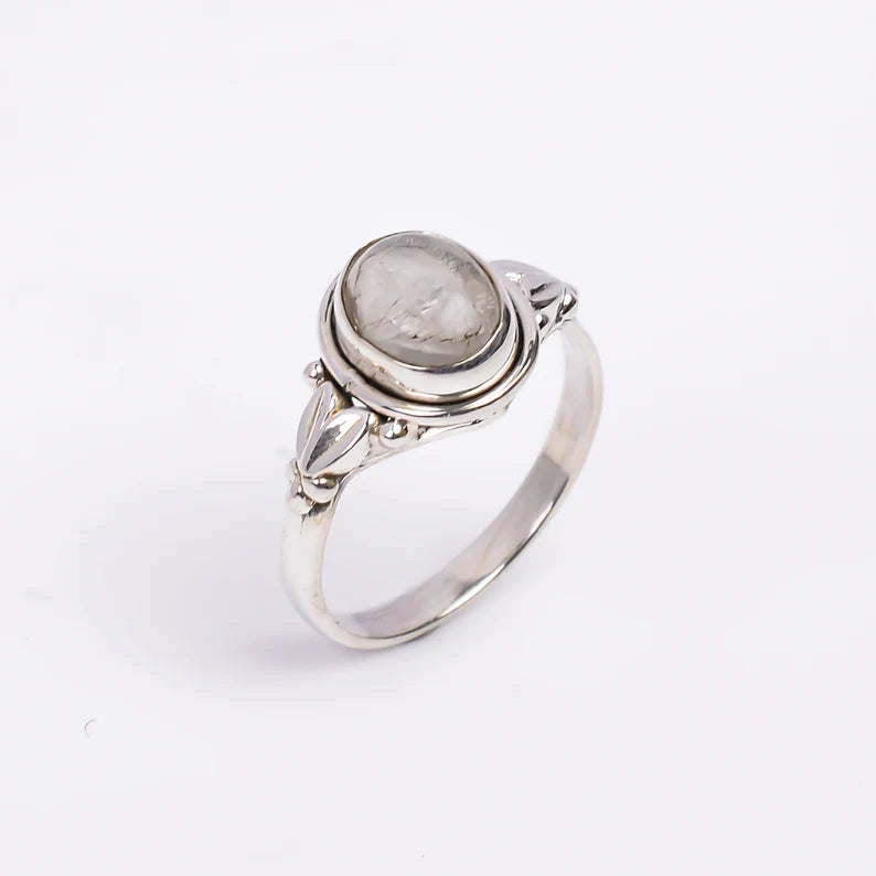 Rainbow Moonstone Gemstone Engagement Handmade Birthstone Ring