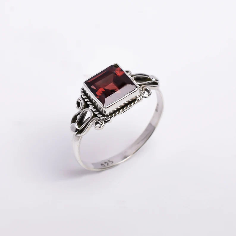 Garnet Gemstone Engagement Handcrafted Ring