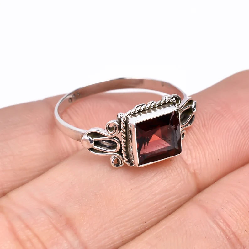 Garnet Gemstone Engagement Handcrafted Ring