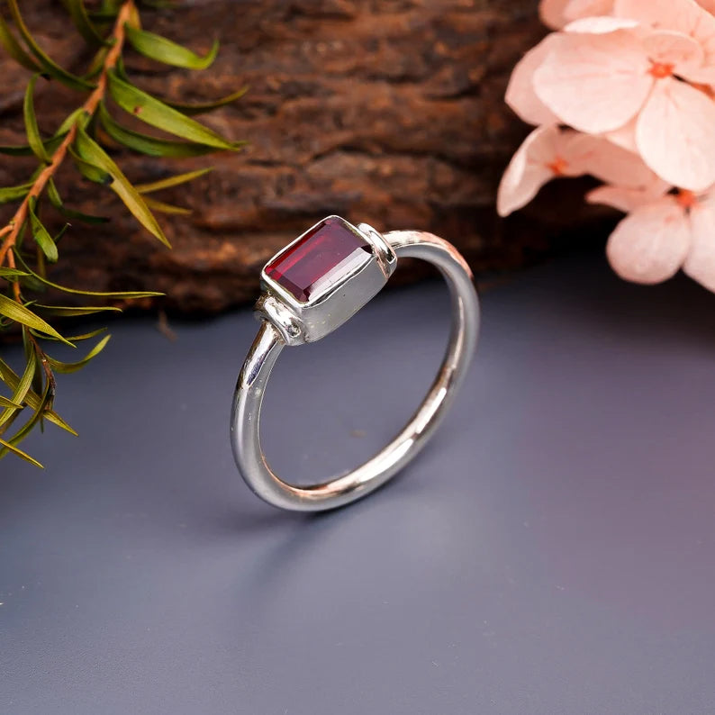 Garnet Gemstone Promise Engagement Statement Ring