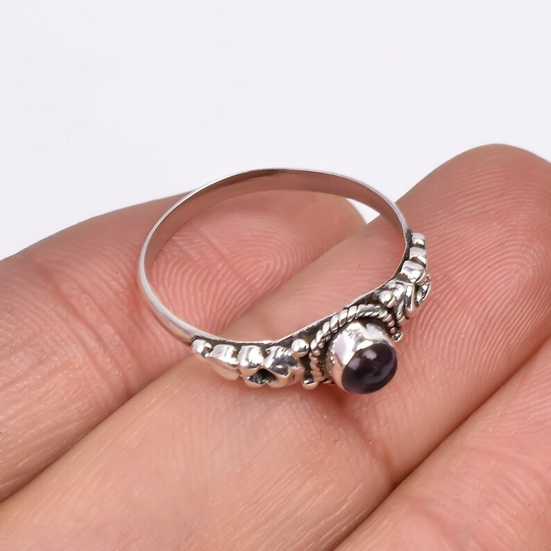 Adjustable Gemstone Amethyst Handcrafted Ring