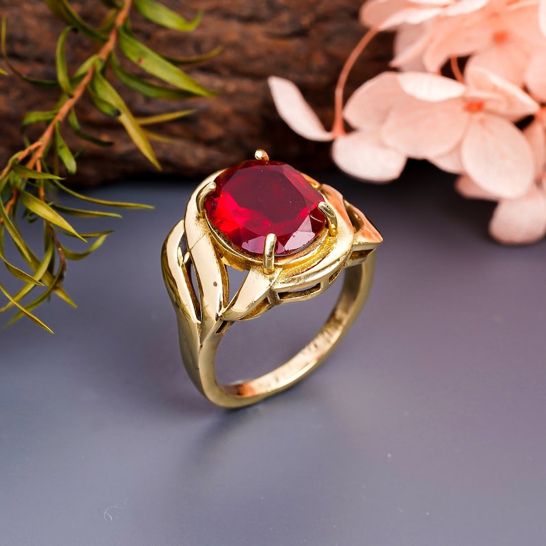 Garnet Gemstone Engagement Ethnic Style Handmade Ring