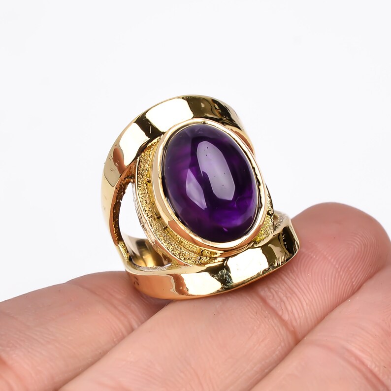 Statement Amethyst Gemstone Handmade Signet Ring
