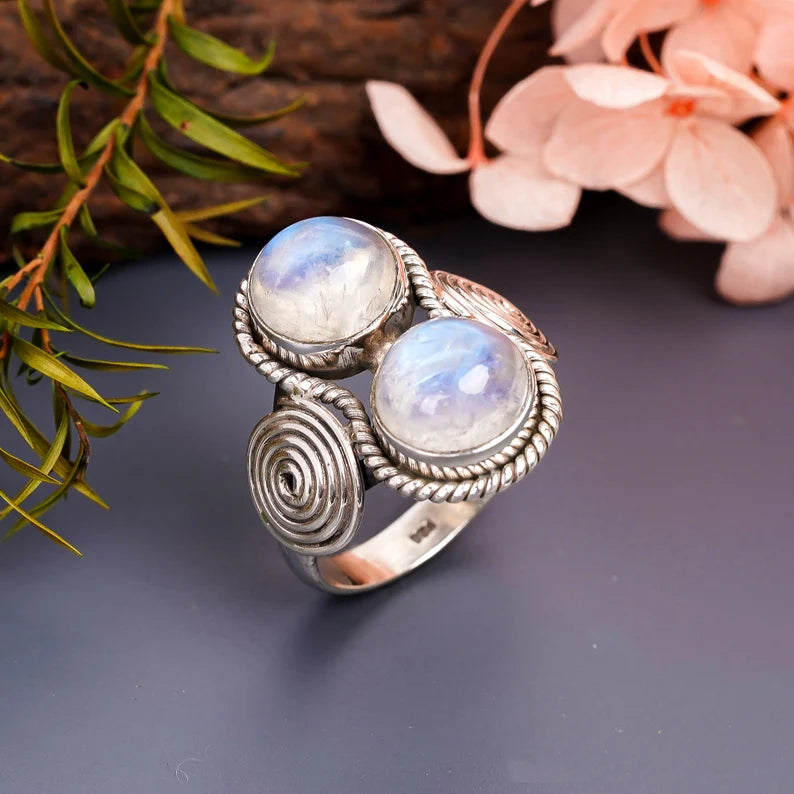 Moonstone Promise Dual Stone Birthstone Ring