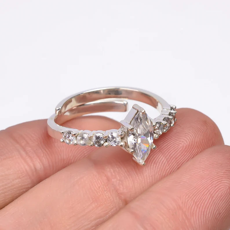 Cubic Zirconia Engagement Promise Statement Ring