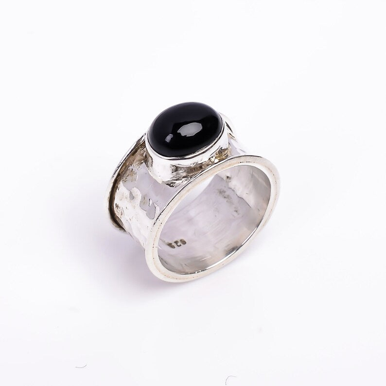 Black Onyx Gemstone Handmade Signet Ring