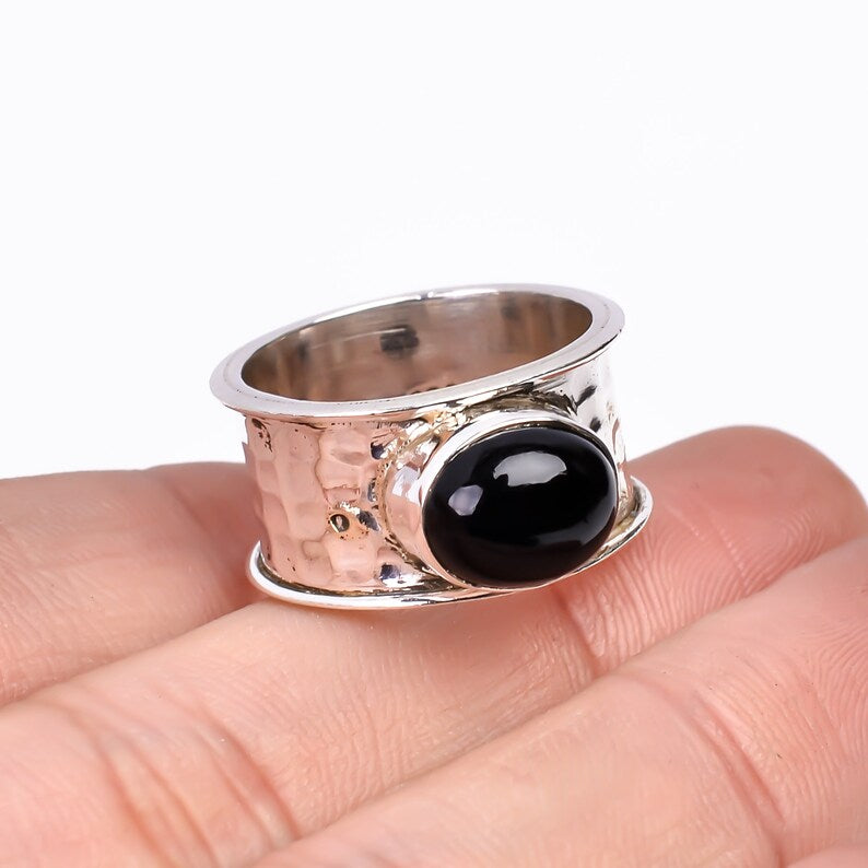 Black Onyx Gemstone Handmade Signet Ring