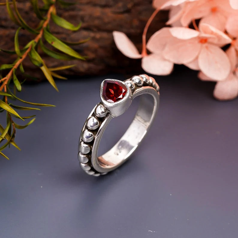Marquise Shaped Garnet Gemstone Statement Ring