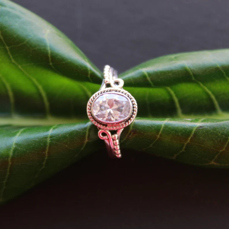 Cubic Zirconia Statement Handmade Promise Ring