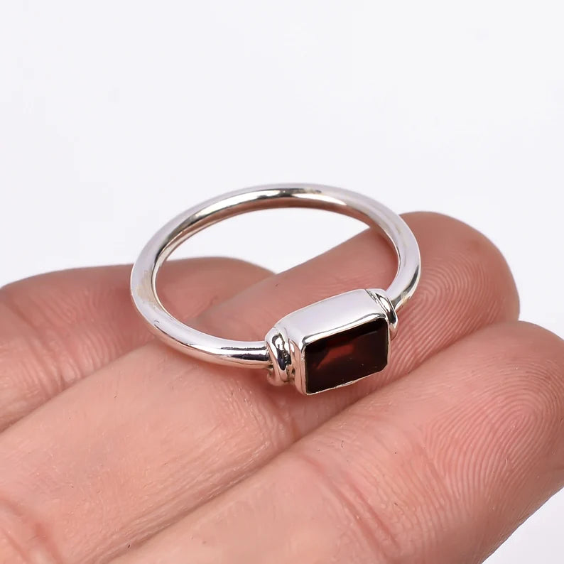 Garnet Gemstone Promise Engagement Statement Ring