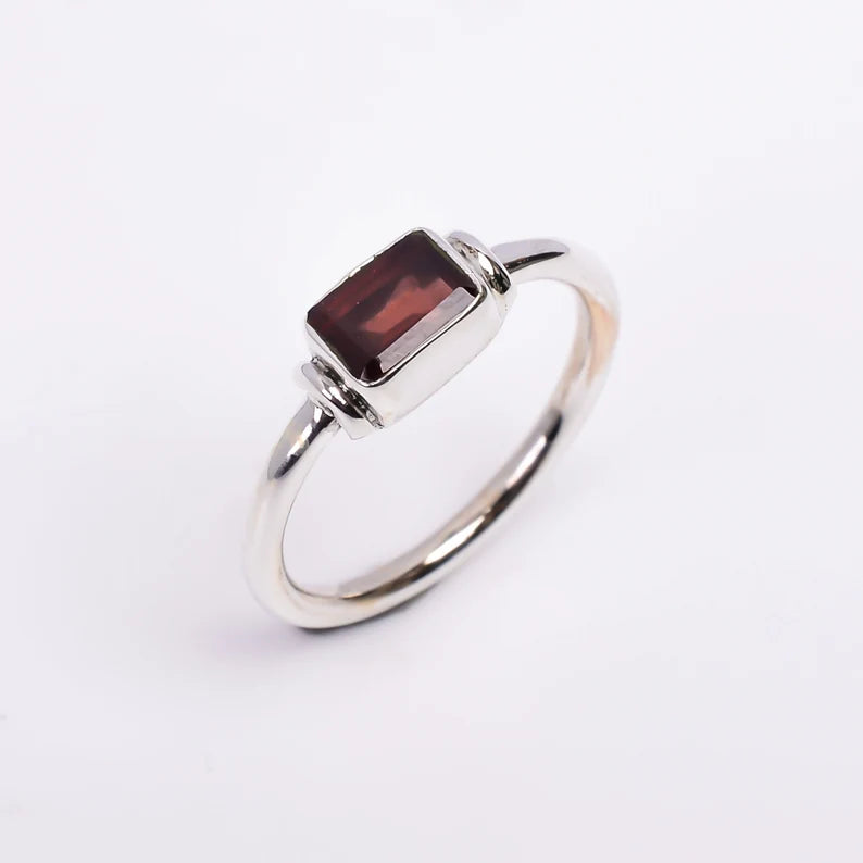 Garnet Gemstone Promise Engagement Statement Ring