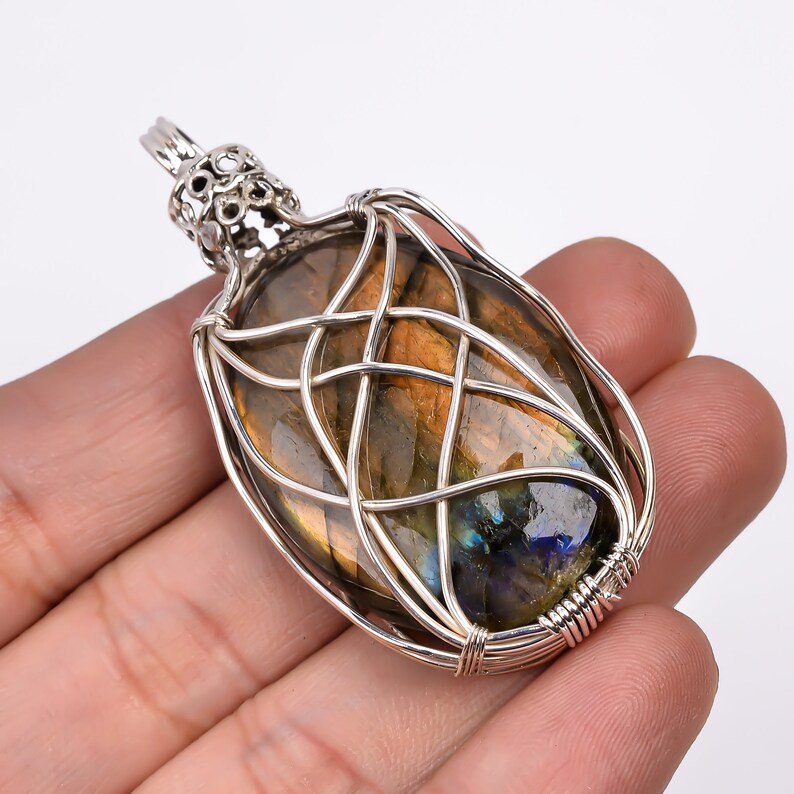Labradorite 925 Sterling Silver Wire Wrapped Pendant