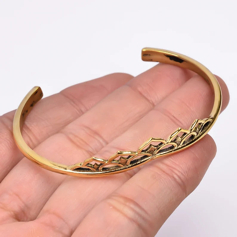 Gold Polished Adjustable Crown Handmade Bangle