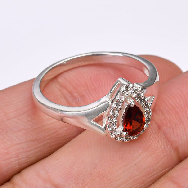 Elegant Garnet Gemstone Engagement Handcrafted Ring
