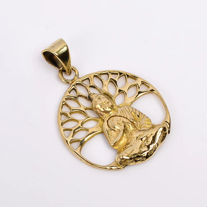 Buddha Statue Meditation Gold Polished Pendant