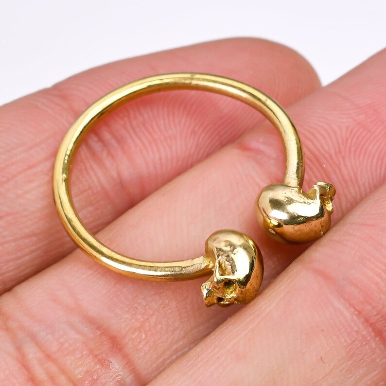 Dual Skull Faced Handcrafted Adjustable Ring