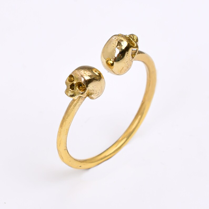 Dual Skull Faced Handcrafted Adjustable Ring