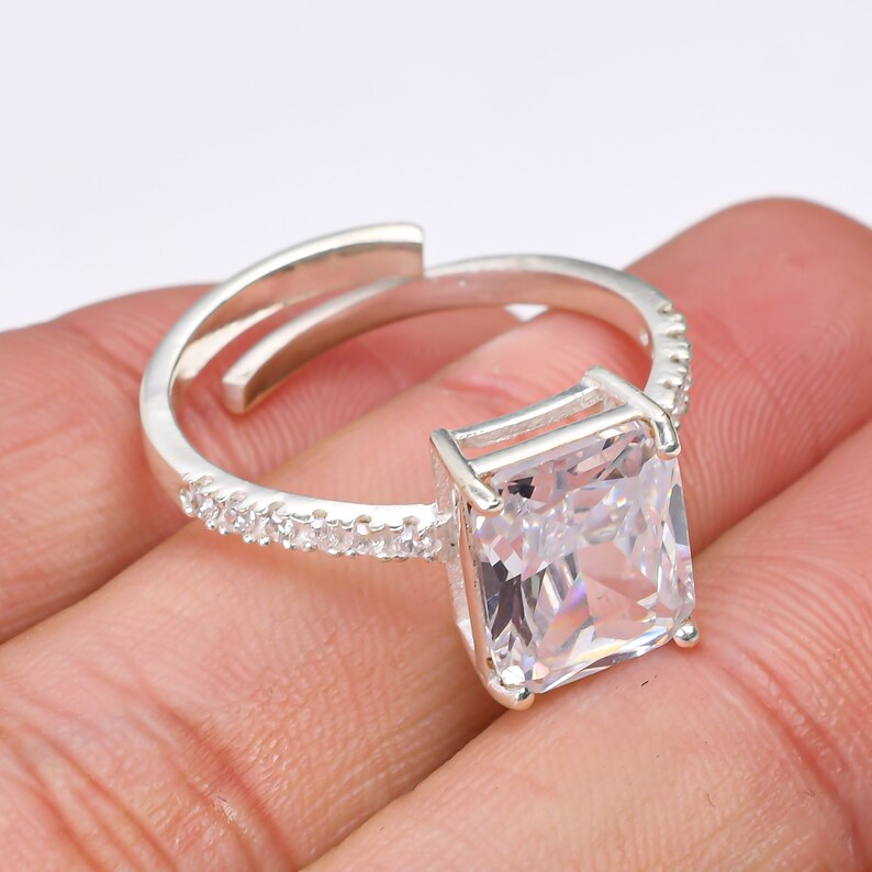 Cubic Zirconia Engagement Adjustable Handcrafted Ring
