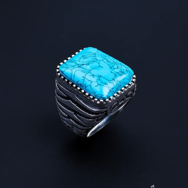Turquoise Rectangle Gemstone Statement Ring