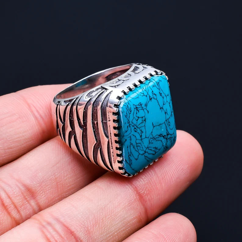 Turquoise Rectangle Gemstone Statement Ring