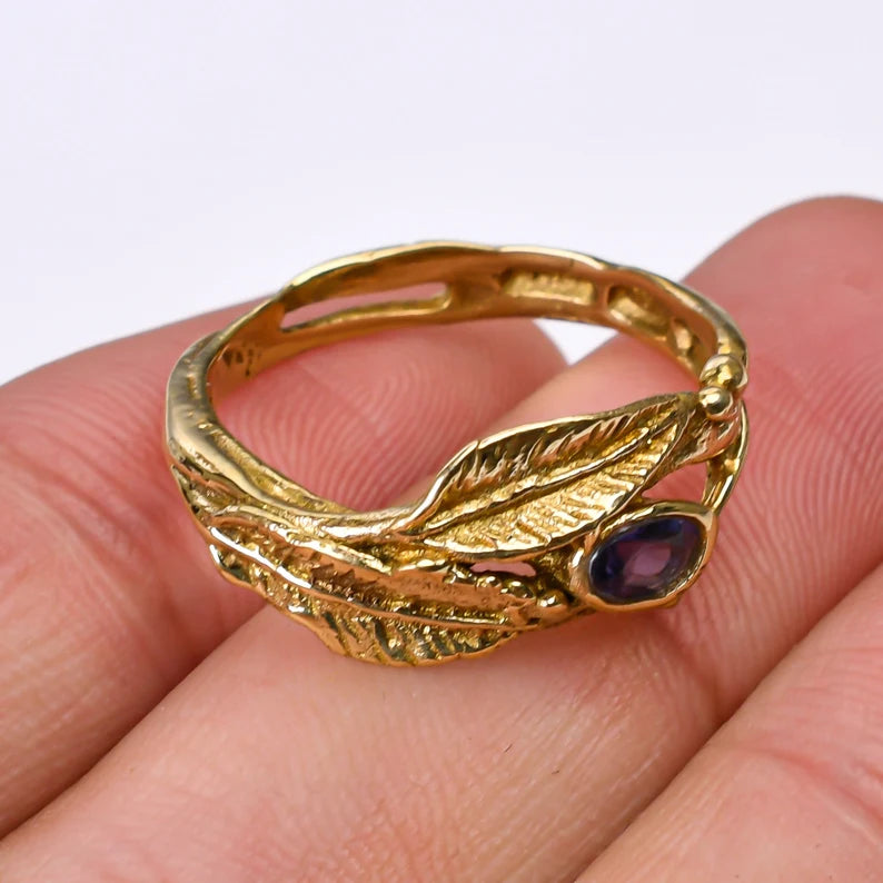 Iolite Gemstone Antique Design Statement Promise Ring