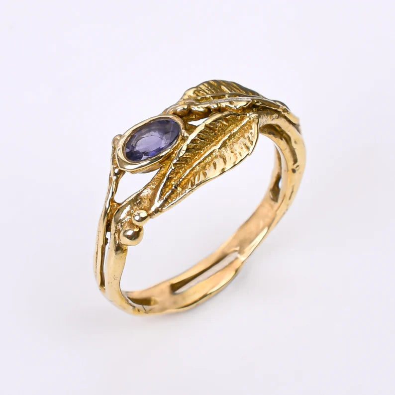 Iolite Gemstone Antique Design Statement Promise Ring