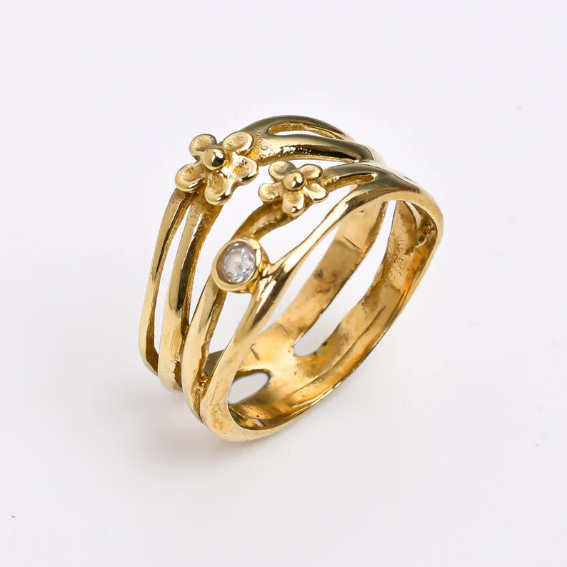 Cubic Zirconia Gemstone Handcrafted Statement Ring