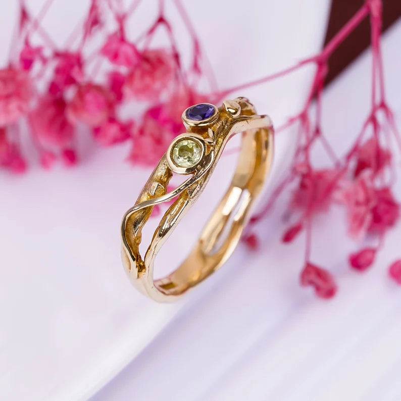 Amethyst And Citrine Gemstone Statement Handcrafted Ring