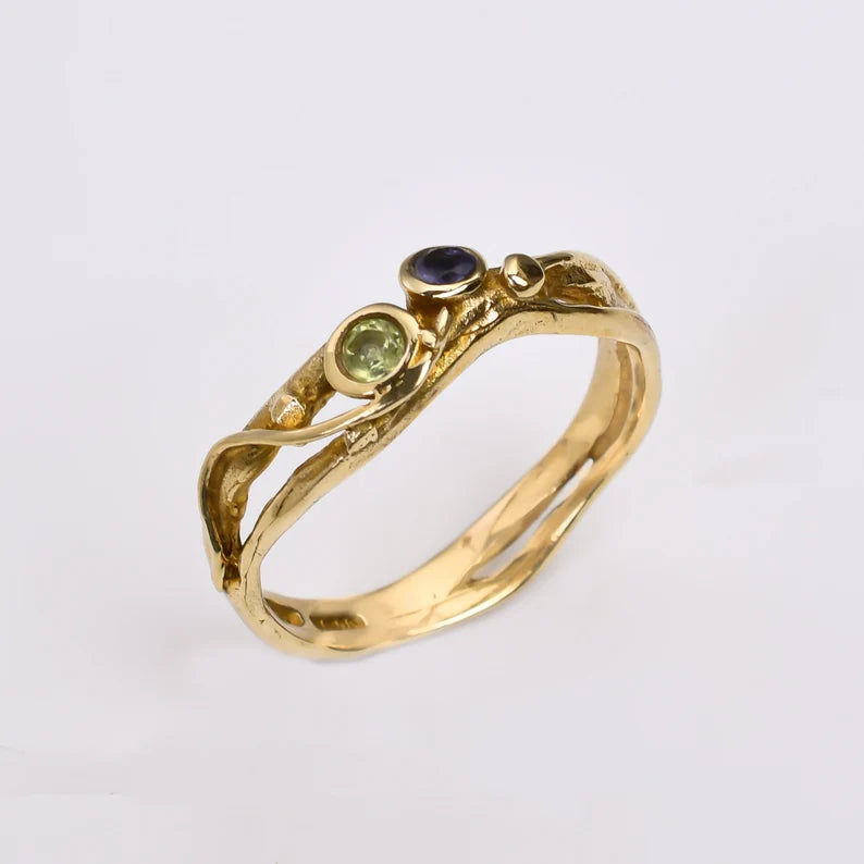 Amethyst And Citrine Gemstone Statement Handcrafted Ring