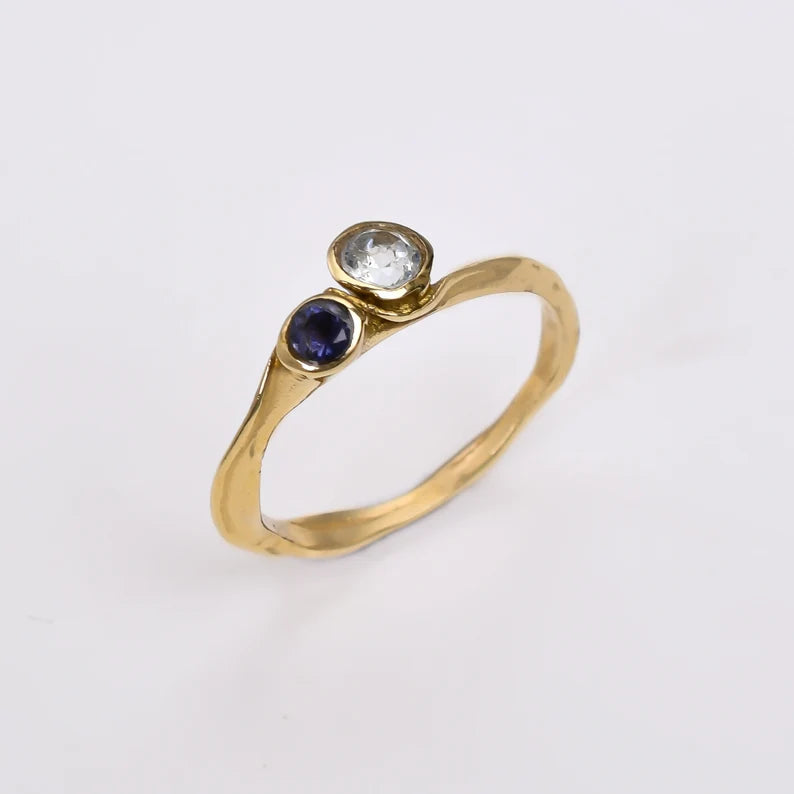 Cubic Zirconia And Amethyst Handcrafted Statement Gemstone Ring