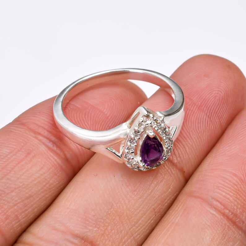 Amethyst Gemstone Engagement Handcrafted Ring