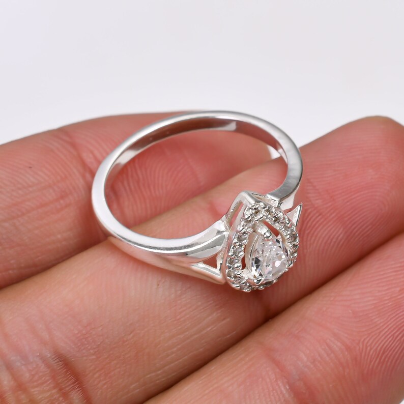 Cubic Zirconia Gemstone Engagement Handcrafted Ring