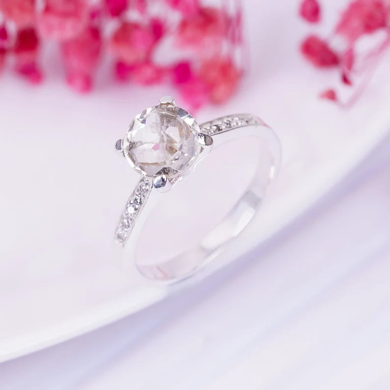 Cubic Zirconia Gemstone Minimalist Handcrafted Ring