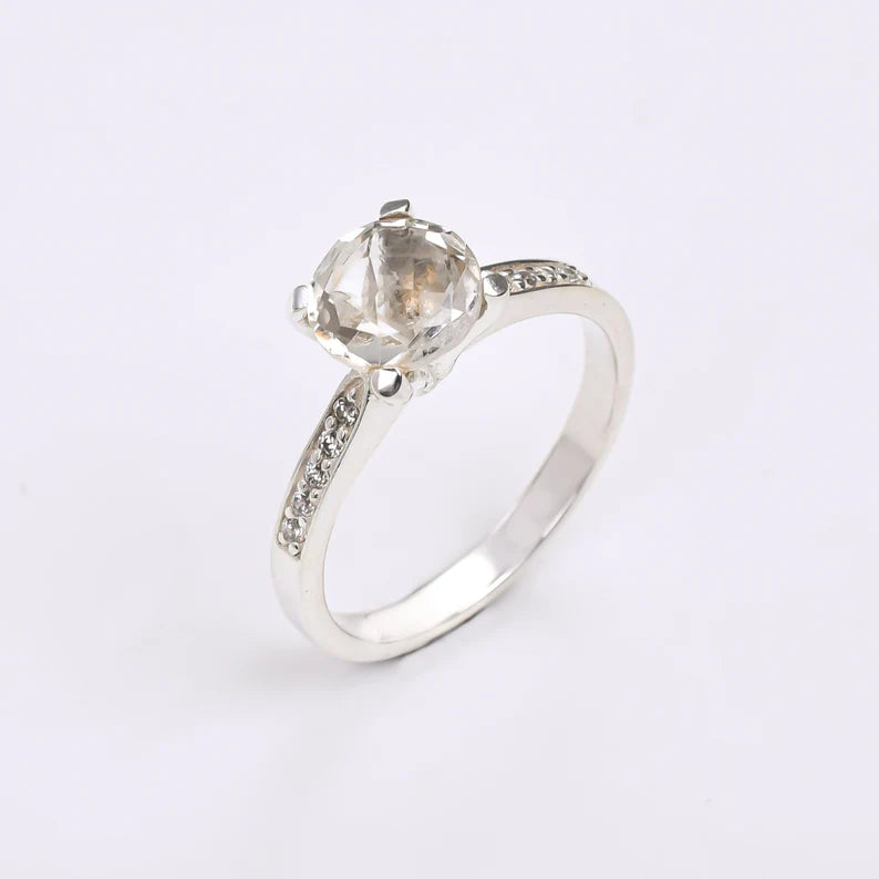 Cubic Zirconia Gemstone Minimalist Handcrafted Ring