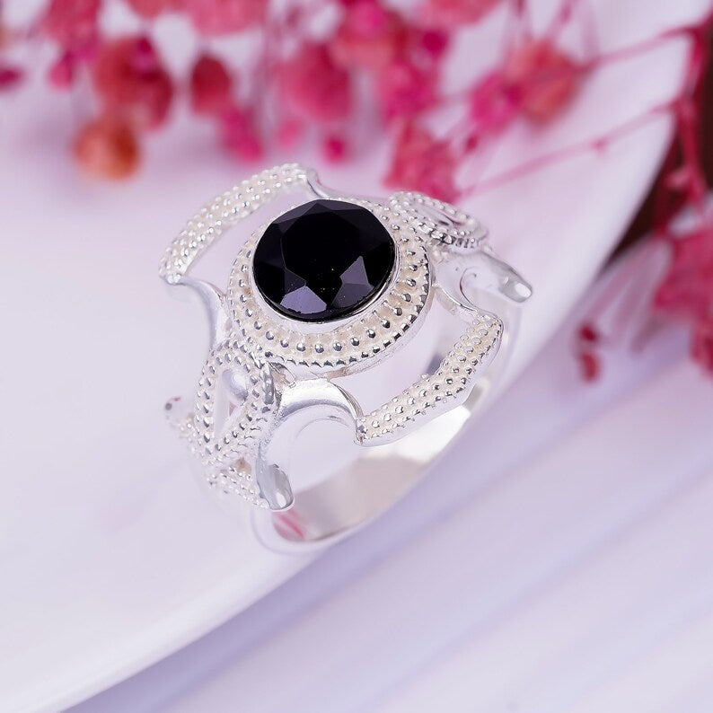 Black Onyx Statement Gemstone Handcrafted Ring
