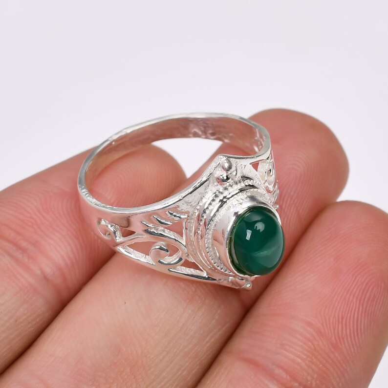 Green Onyx Statement Minimalist Gemstone Ring