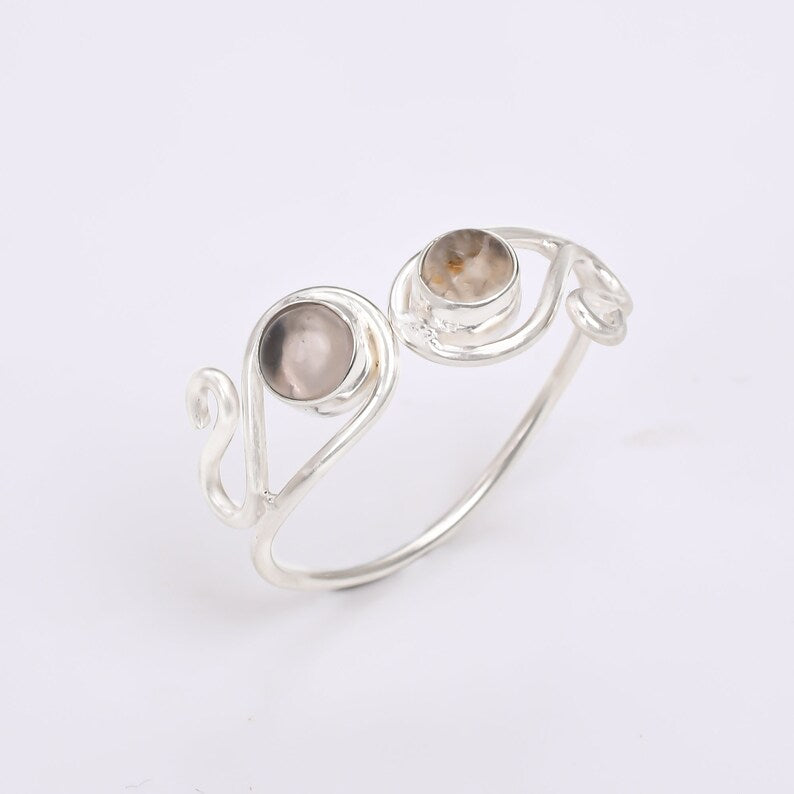 Smokey Quartz Healing Gemstone Open Statement Ring