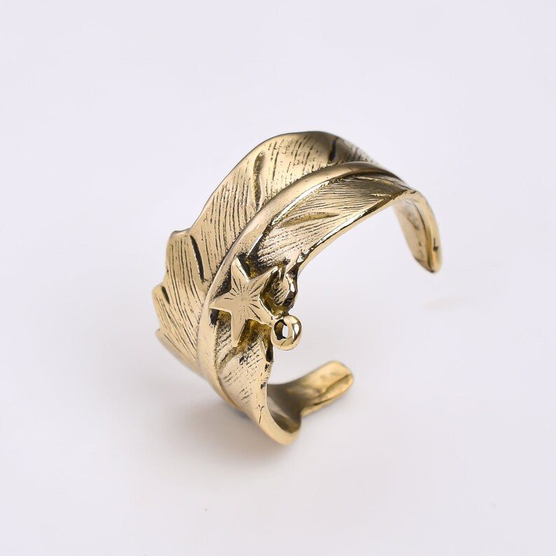Leaf Design Minimalist Handcrafted Adjustable Ring