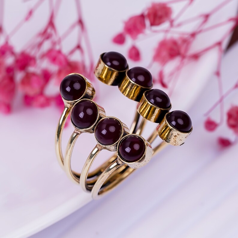 Garnet Gemstone Open Adjustable Handcrafted Statement Ring