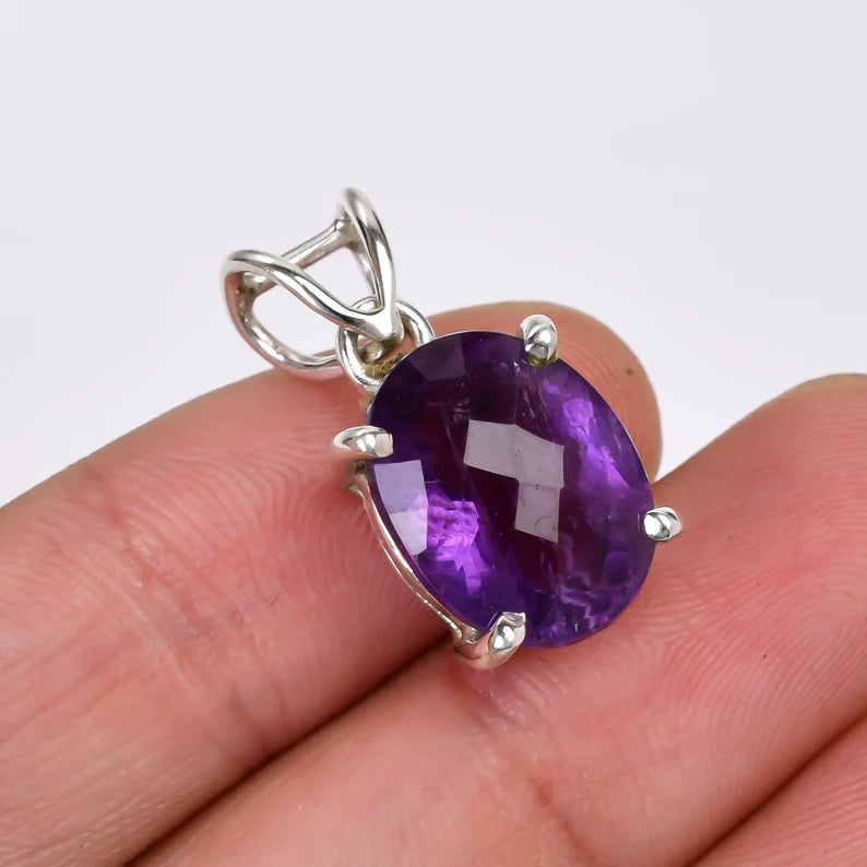 Amethyst Gemstone 925 Sterling Silver Pendant