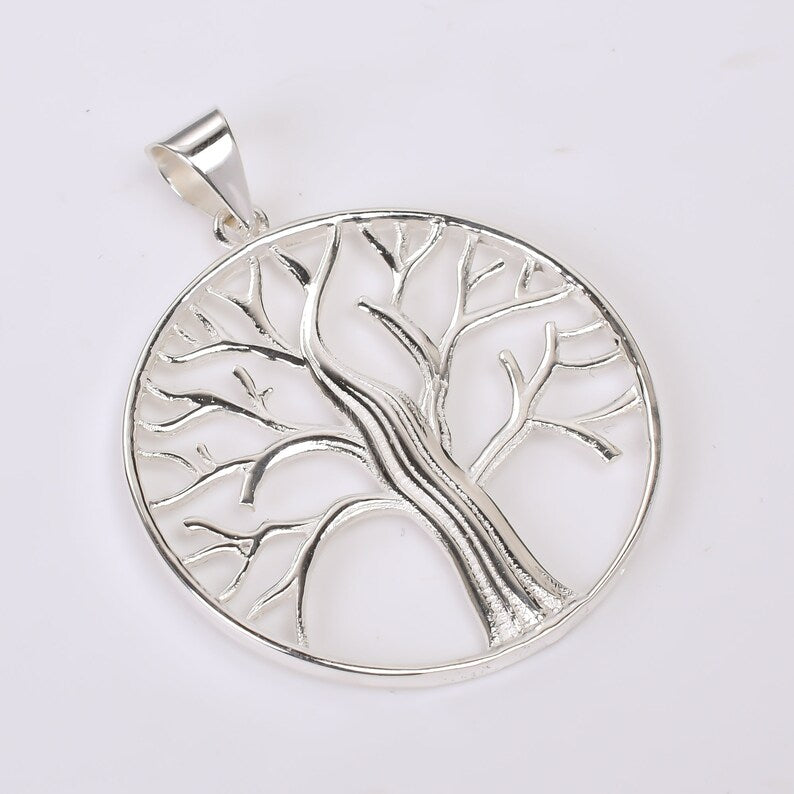 Tree Of Life 925 Sterling Silver Round Pendant
