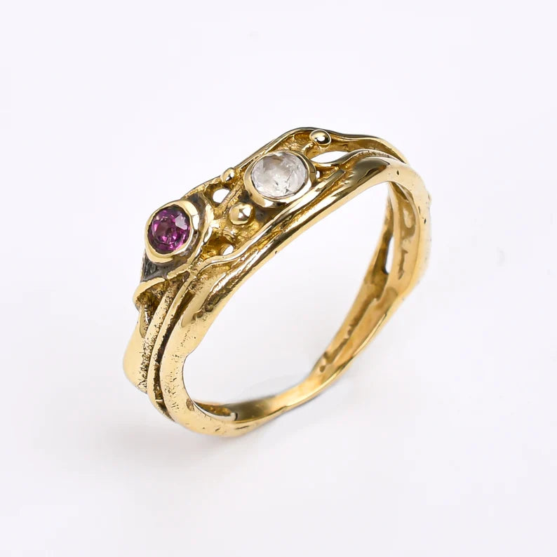 Amethyst And Cubic Zirconia Gemstone Statement Ring