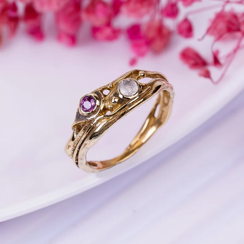Amethyst And Cubic Zirconia Gemstone Statement Ring