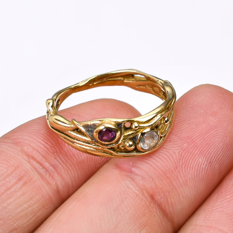 Amethyst And Cubic Zirconia Gemstone Statement Ring