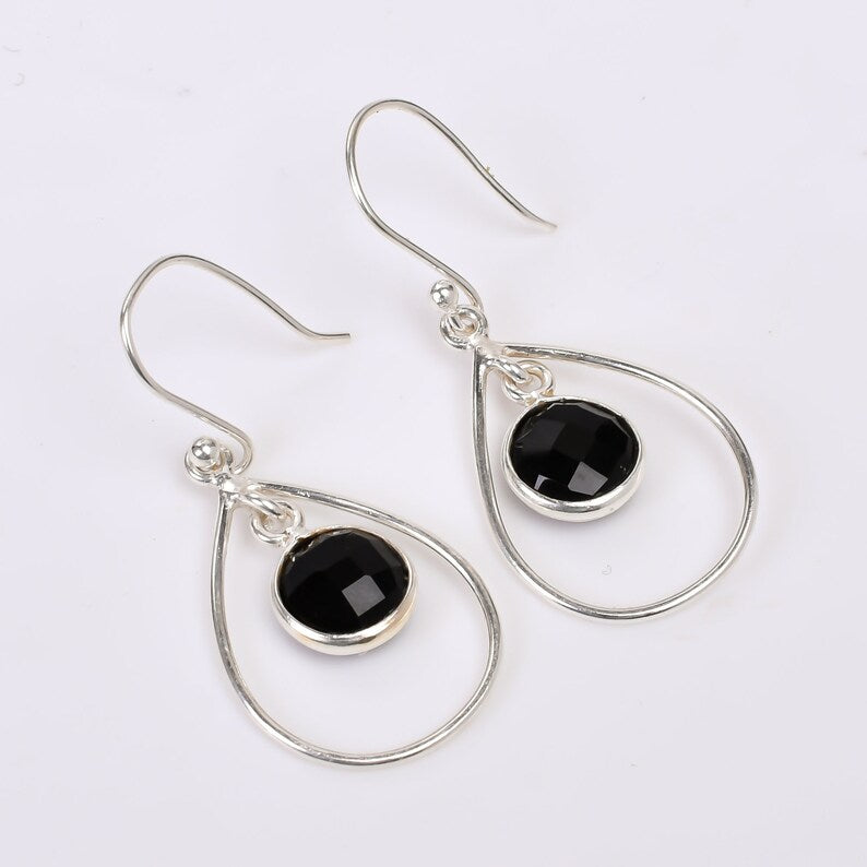 Black Onyx Gemstone Dangling Handcrafted Drop Earrings